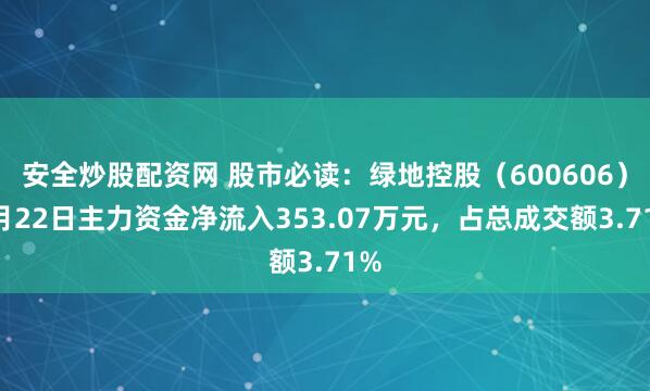 安全炒股配资网 股市必读：绿地控股（600606）5月22日主力资金净流入353.07万元，占总成交额3.71%