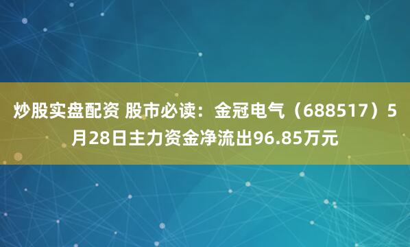 炒股实盘配资 股市必读：金冠电气（688517）5月28日主力资金净流出96.85万元