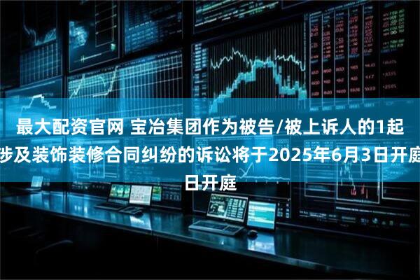 最大配资官网 宝冶集团作为被告/被上诉人的1起涉及装饰装修合同纠纷的诉讼将于2025年6月3日开庭